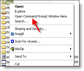 Open command prompt window here